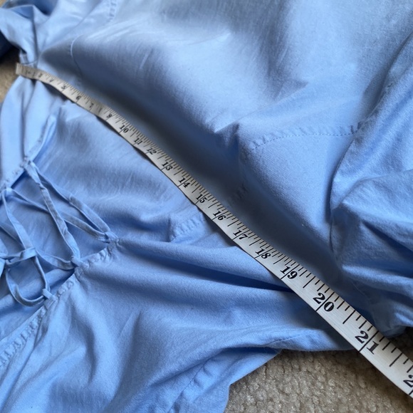 Duo Maternity baby blue lace up/tie back button down shirt M - Picture 11 of 17